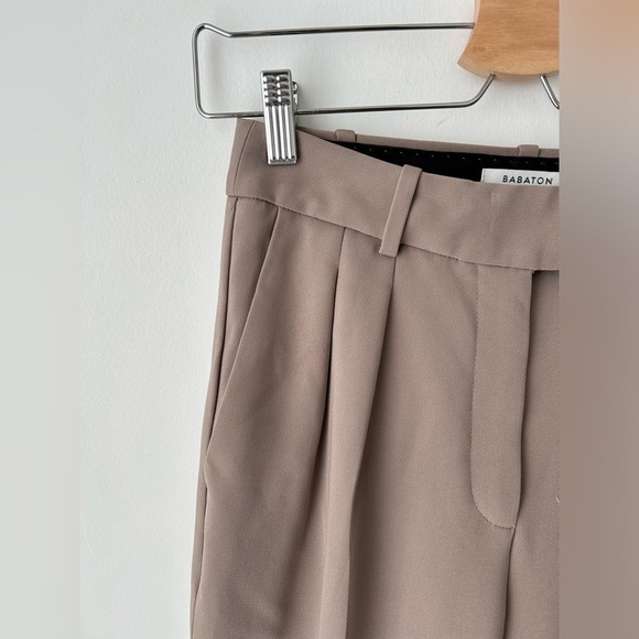Aritzia Babaton pleated pants rich mocha brown size 2 - Picture 2 of 9